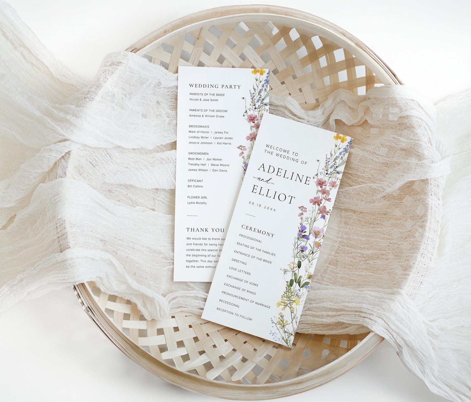 Wildflower Wedding Program Template, Order of Service Wedding Ceremony ...