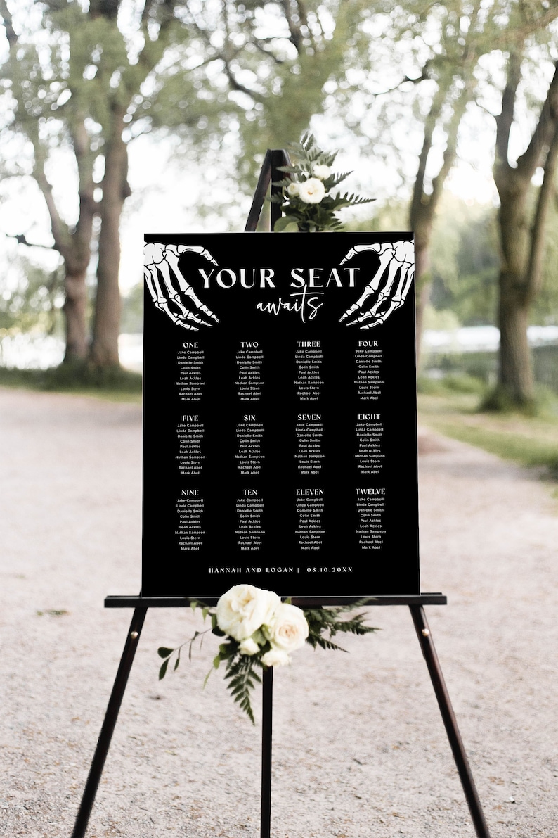 Gothic Wedding Seating Chart Template Halloween Wedding Etsy