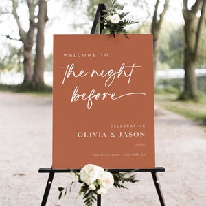 Boho Rehearsal Dinner Welcome Sign Template, The Night Before Welcome Sign, Boho Wedding Rehearsal Sign, Rehearsal Dinner Sign, O1