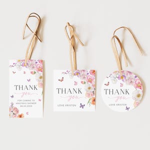Wildflower Baby Shower Favor Tag Template, Baby In Bloom Baby Shower Round Favor Tag, Baby Shower Gift Tag Floral Baby Shower Favor Tag, 11B