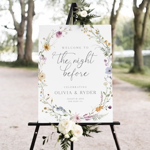 Rehearsal Dinner Welcome Sign Template, The Night Before Welcome Sign, Wildflower Rehearsal Dinner Welcome Sign, Wedding Rehearsal Sign, S4