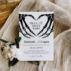 Bis Tod Hochzeitseinladung Vorlage, Gothic Hochzeitseinladungen, Halloween Hochzeitseinladung, Dunkle Hochzeitseinladung, Goth Hochzeit, H4