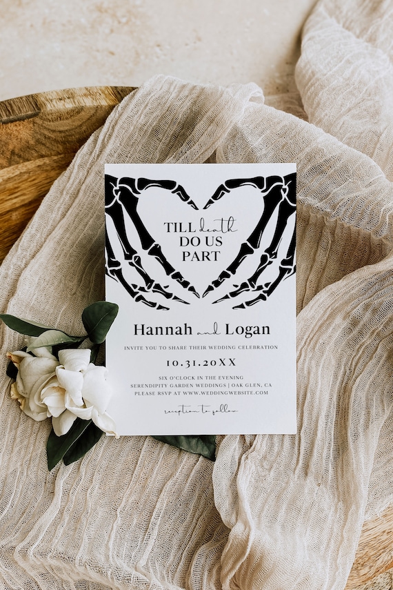 Till Death Wedding Invitation Template, Gothic Wedding Invitations, Halloween Wedding Invitation, Dark Wedding Invitation, Goth Wedding, H4