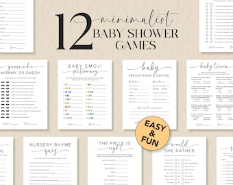 Baby Shower Games Bundle, Emoji Pictionary, Baby Predictions, Printable Baby Shower Game, Baby Family Feud Game, Editable Templates, M15