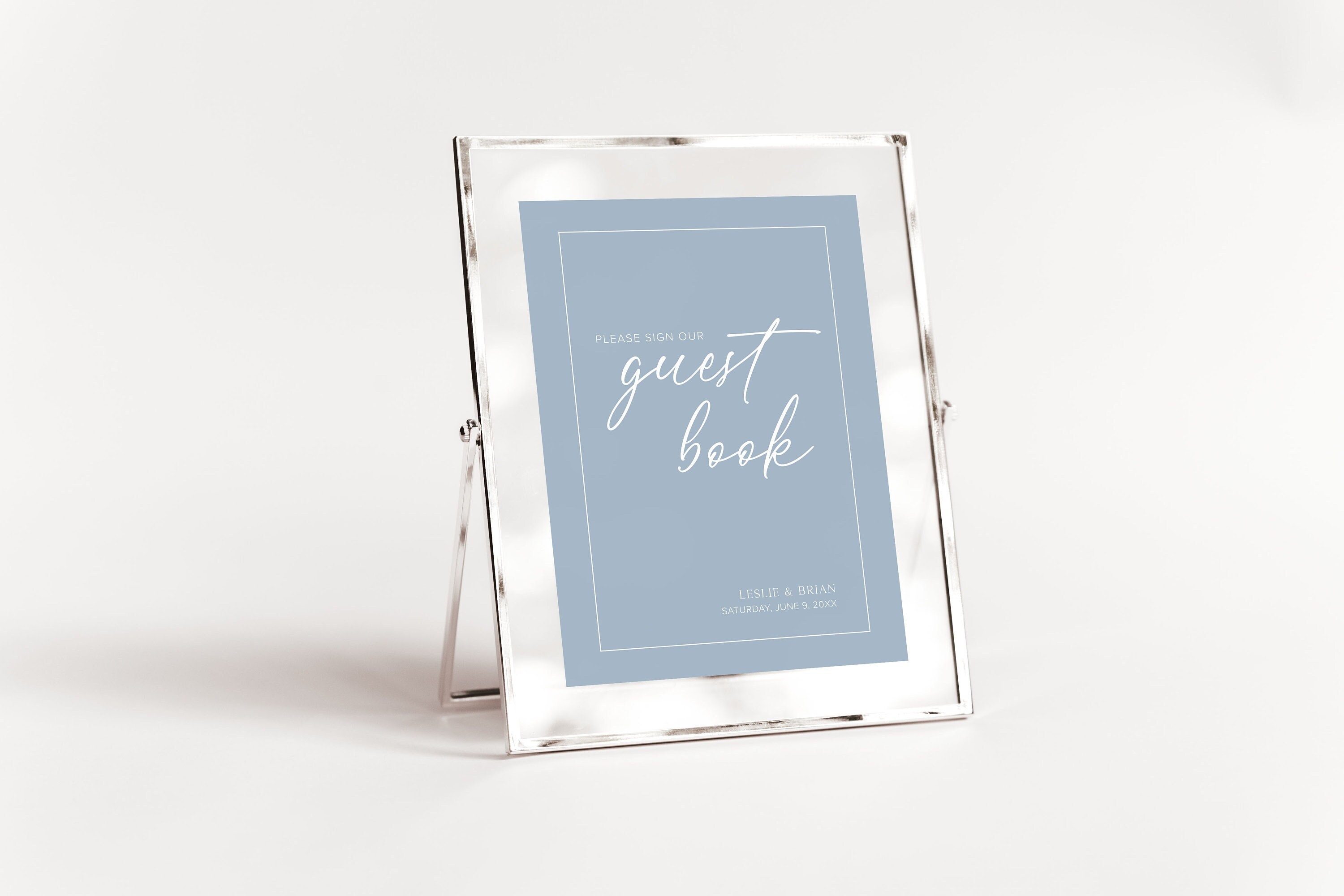 Dusty Blue Guestbook Sign Template, Soft Blue Wedding, Minimalist, Modern Wedding Sign, Printable, Editable, Instant Download, B2
