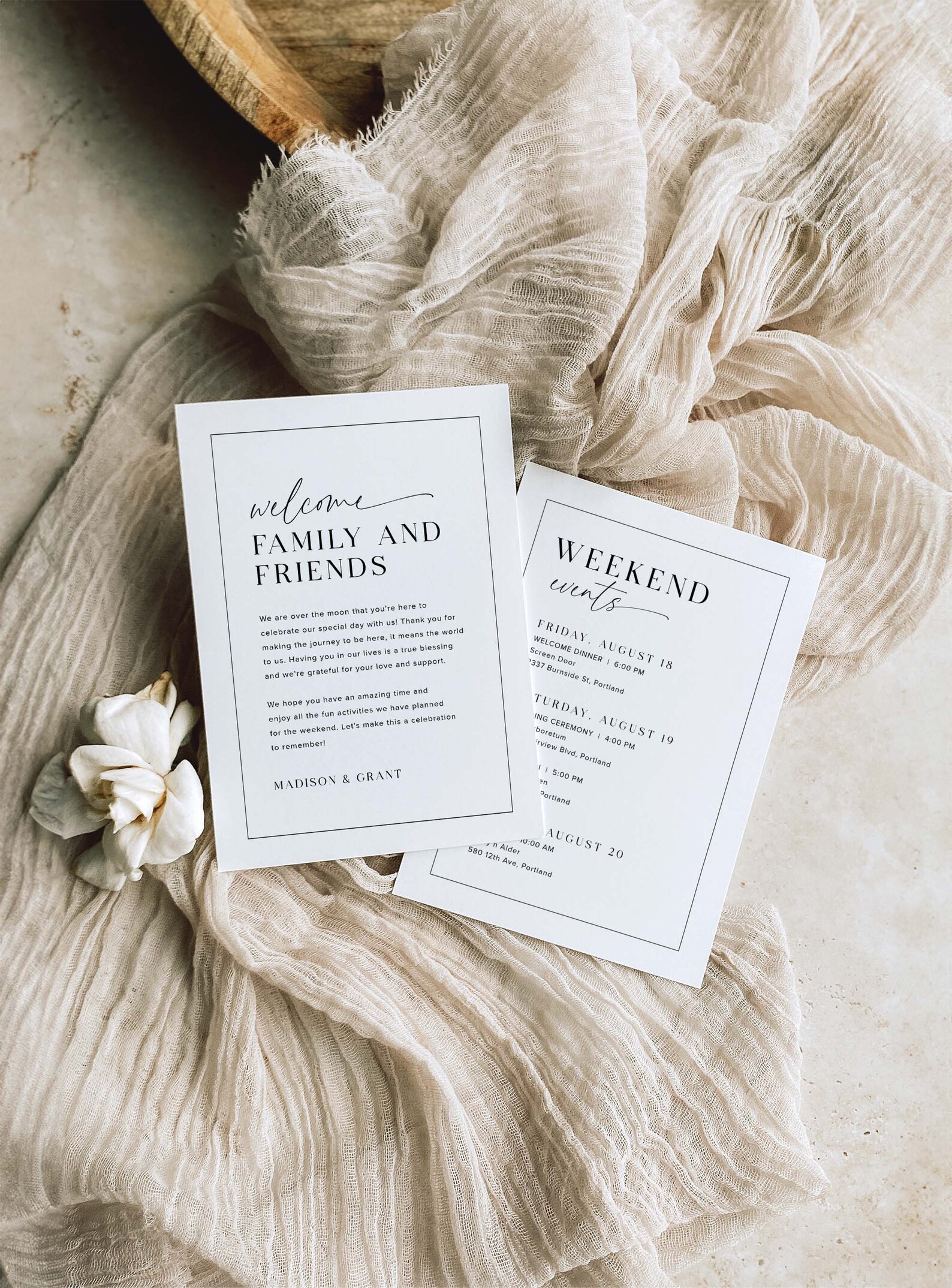 Wedding Weekend Itinerary Template, Minimalist Wedding Weekend Timeline ...