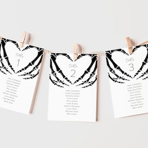 Gothic Seating Chart Cards Template, Halloween Wedding, Dark Moody Wedding Seating Plan Card, Hanging Seating Cards, Printable, Editable, B1