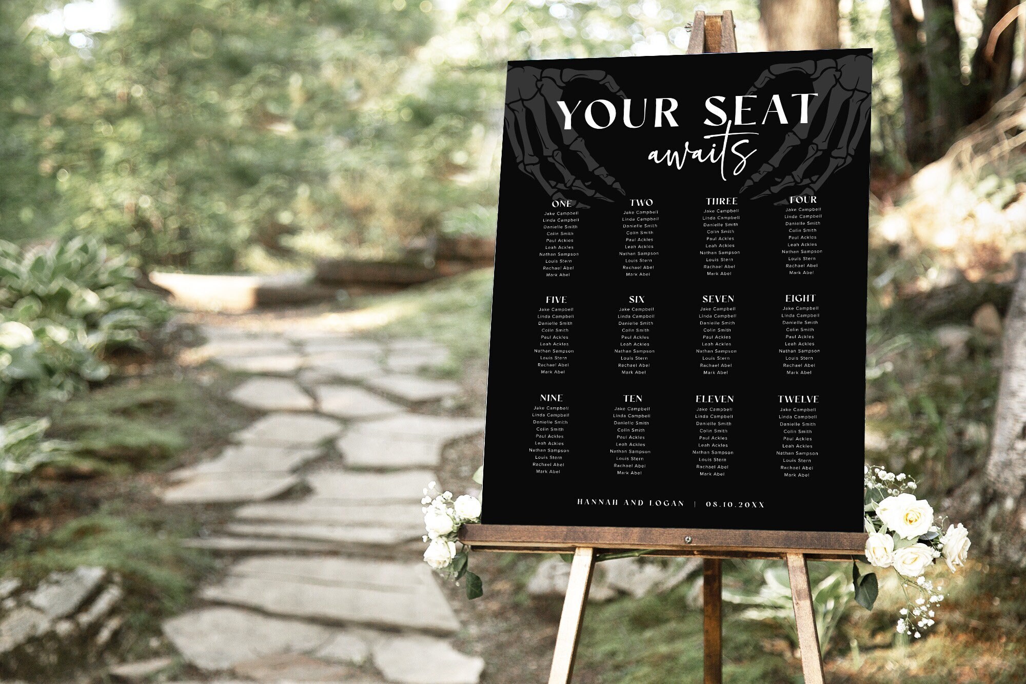 Gothic Wedding Seating Chart Template, Halloween Wedding Seating Chart