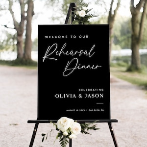 Rehearsal Dinner Sign Template, The Night Before Welcome Sign, Black Wedding Rehearsal Dinner Welcome Sign, Rehersal Dinner Sign, M5
