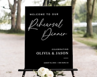 Rehearsal Dinner Sign Template, The Night Before Welcome Sign, Black Wedding Rehearsal Dinner Welcome Sign, Rehersal Dinner Sign, M5