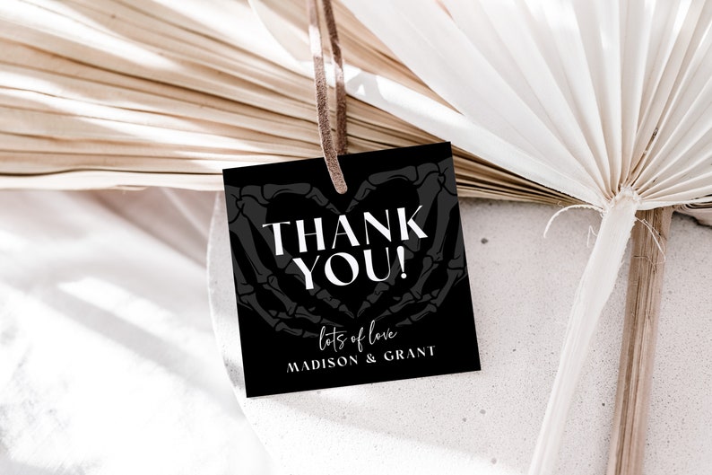 Halloween Wedding Favor Tag Template, Dark And Moody Thank You Tag, Gothic Wedding Favor Tag, Gothic Bridal Shower Thank You Tag, H6 image 3