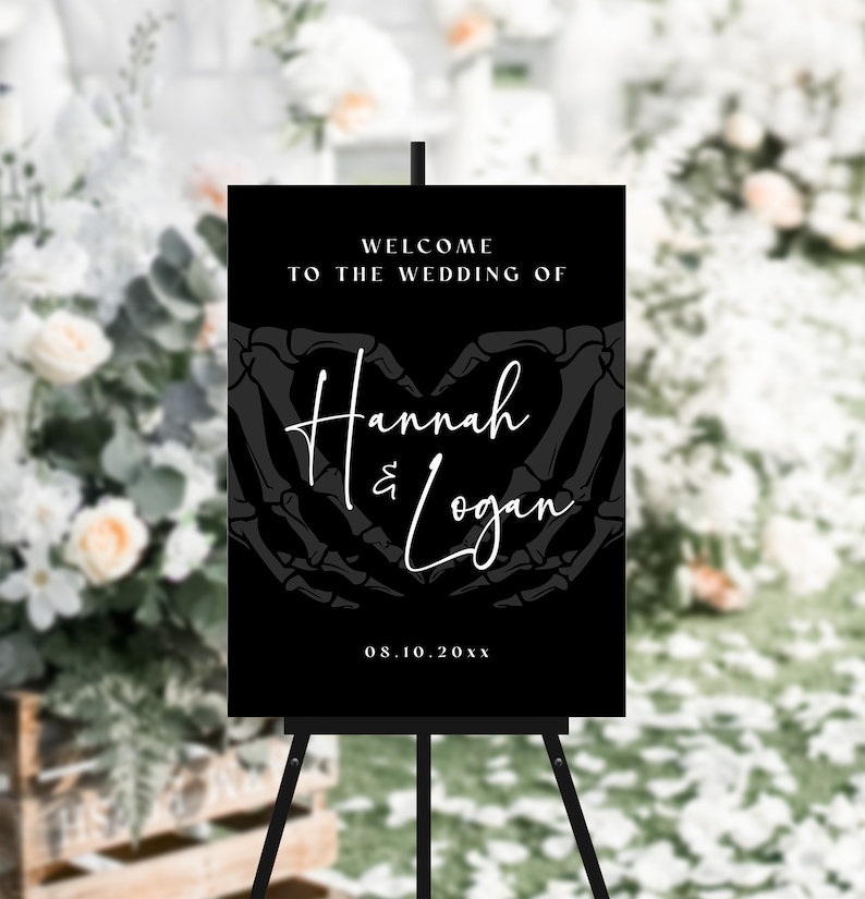 Gothic Wedding Welcome Sign Template, Halloween Wedding Welcome Sign, Spooky Wedding Welcome Sign, Dark and Moody Wedding Welcome Sign, H6 image 10
