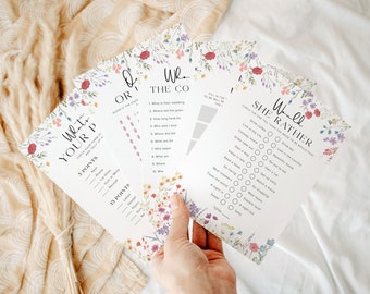 Bridal Shower Games Template, Wildflower Bridal Shower Games Bundle, Boho Bridal Games Pack Bridal Shower Games Floral Bridal Games, S2