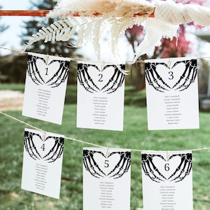Halloween Wedding Seating Chart Cards, Gothic Wedding, Seating Chart Template, Moody Wedding Seating Plan Cards, Gothic Wedding Decor, H4