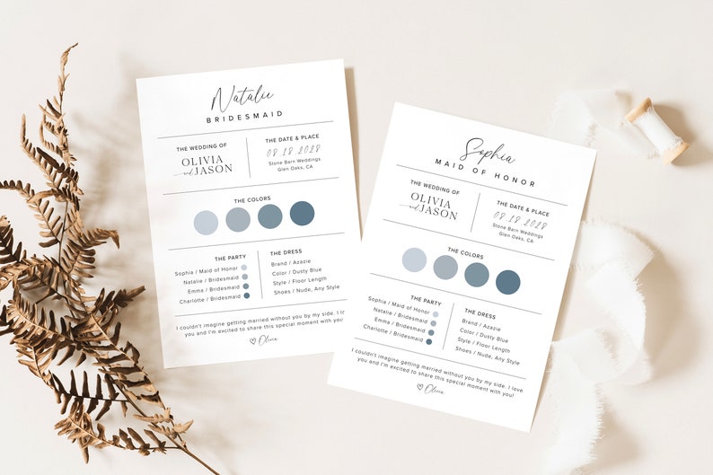 Bridesmaid Info Card Template, Modern Bridesmaid Information Card, Maid Of Honor Info Card, Minimalist Bridesmaid Infographic, M2 image 6