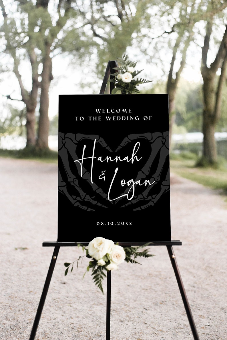 Gothic Wedding Welcome Sign Template, Halloween Wedding Welcome Sign, Spooky Wedding Welcome Sign, Dark and Moody Wedding Welcome Sign, H6 image 2