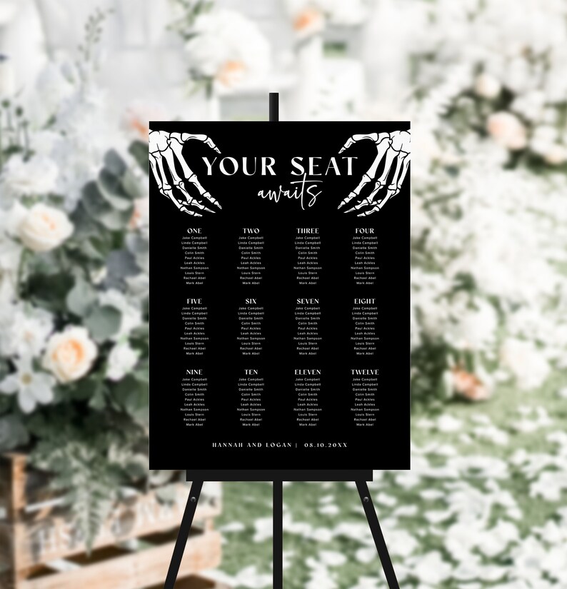 Gothic Wedding Seating Chart Template Halloween Wedding Etsy