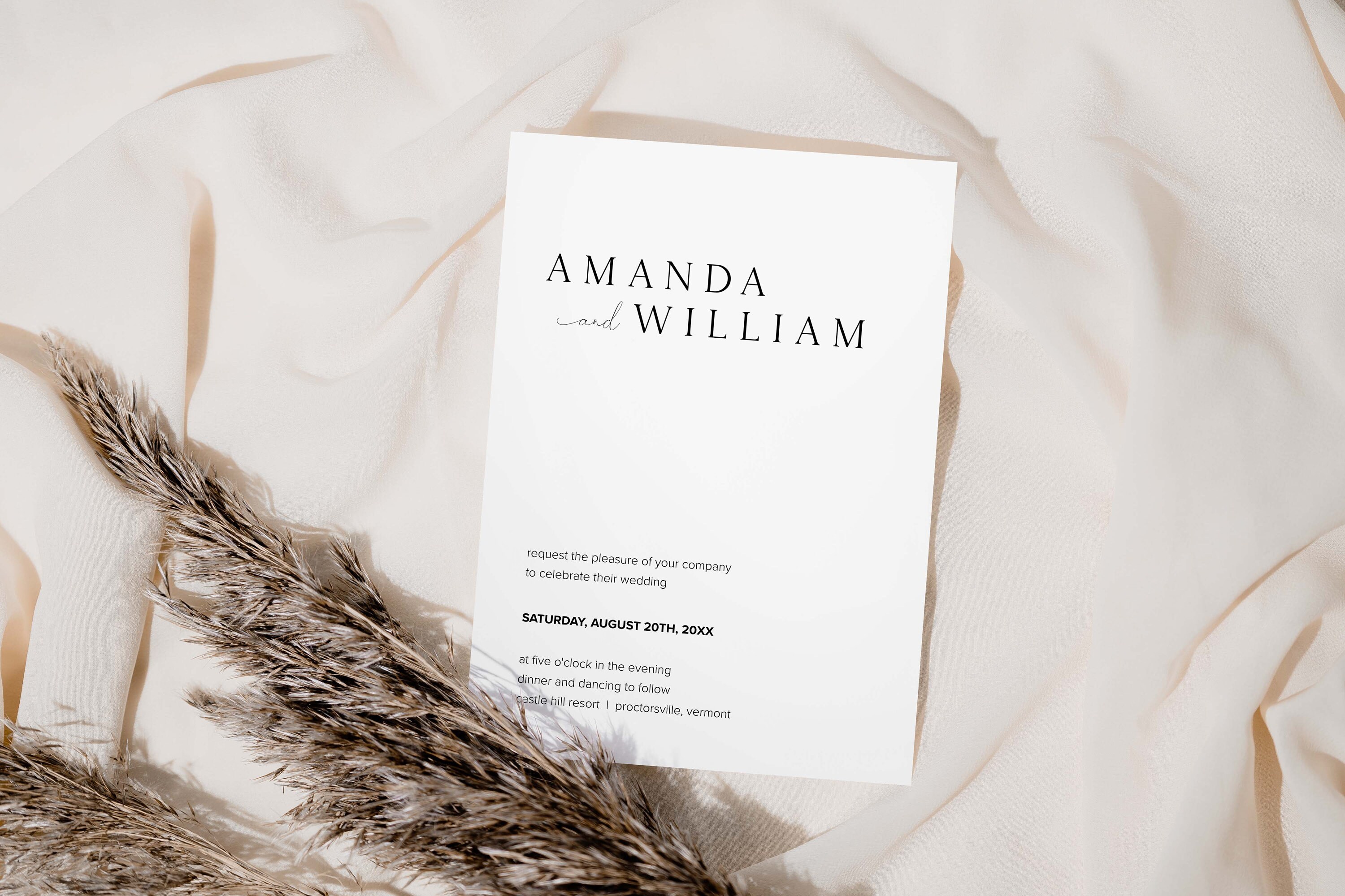 Modern Wedding Invitation Template, Minimalist Wedding Invite.