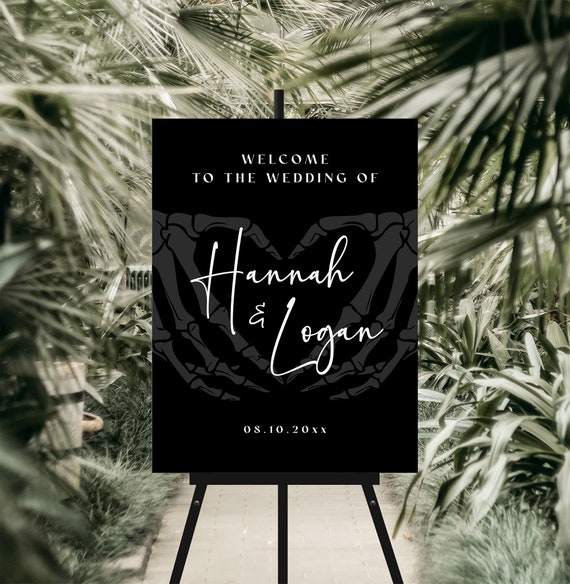 Gothic Wedding Welcome Sign Template, Halloween Wedding Welcome Sign, Spooky Wedding Welcome Sign, Dark and Moody Wedding Welcome Sign, H6