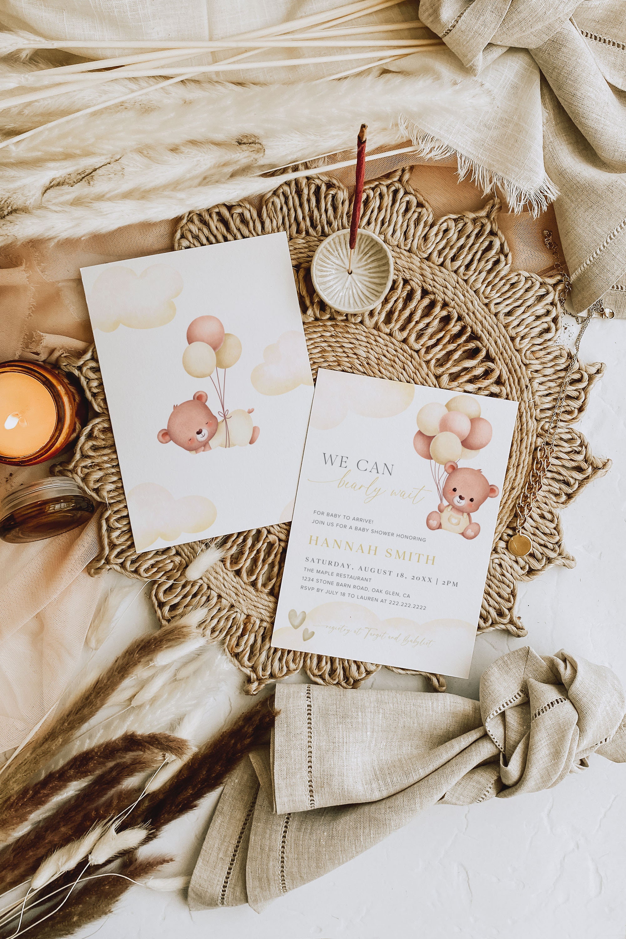 We Can Bearly Wait Baby Shower Invitation Template Editable Boho Baby Shower Invitation Printable Gender Neutral Baby Shower