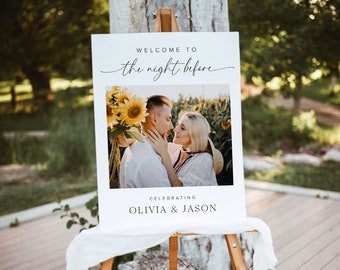 The Night Before Welcome Sign Template, Minimal Rehearsal Dinner Welcome Sign, Modern Wedding Rehearsal Welcome Sign, Photo Welcome Sign, M2
