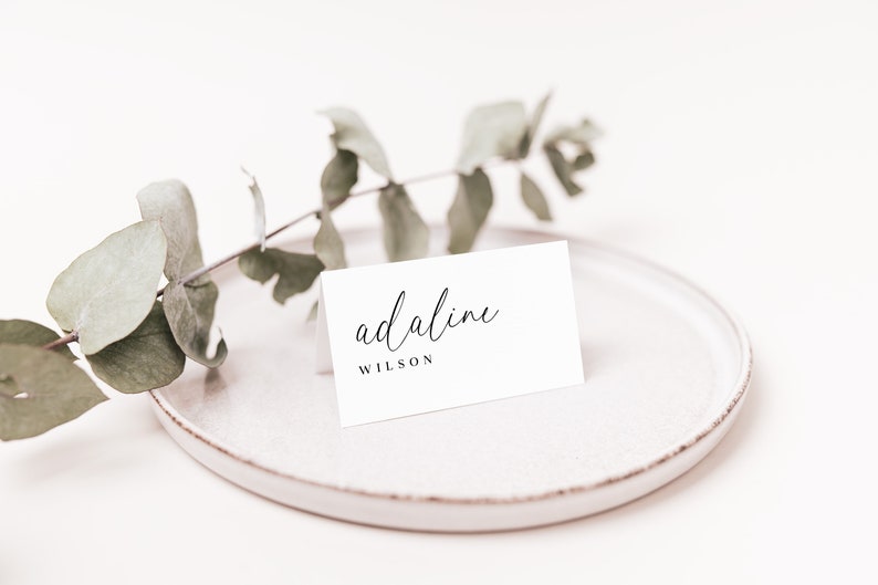 Modern Wedding Place Cards Template, Editable Wedding Name Cards, Minimalist Wedding Place Cards, Printable Elegant Wedding Place Cards, M2 image 2