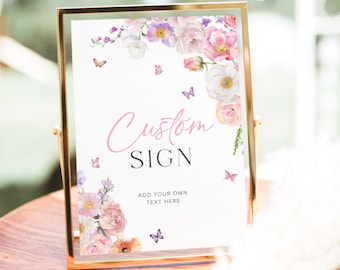 Plantilla de letrero personalizado con flores silvestres, letrero para baby shower con flores silvestres, letrero floral para baby shower, letrero para baby shower con flores silvestres, 11B