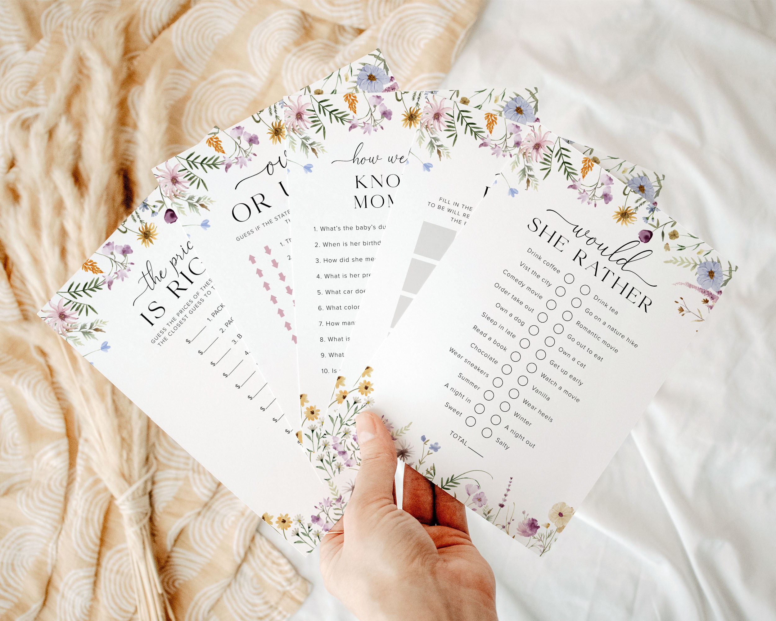 Wildflower Baby Shower Games Bundle Template, Colorful Baby Shower Games Bundle, Boho Baby Shower Games, Boho Floral Baby Shower Games, 5B