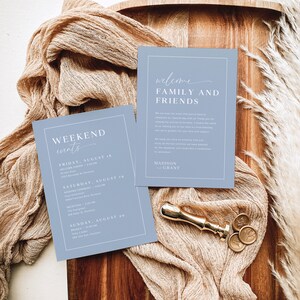 Wedding Weekend Events Timeline Template, Minimalist Wedding Order of Events, Wedding Welcome Bag Note Editable, Modern Welcome Letter, B2 image 4