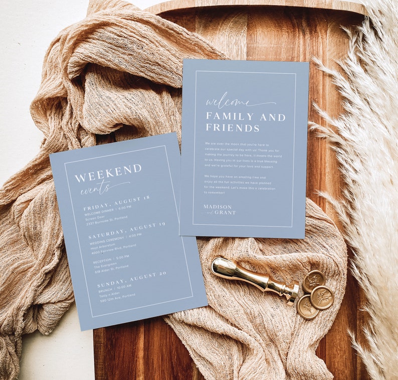 Wedding Weekend Events Timeline Template, Minimalist Wedding Order of Events, Wedding Welcome Bag Note Editable, Modern Welcome Letter, B2 image 4