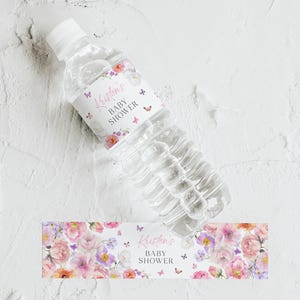 Water Bottle Label Template, Wildflower Baby Shower Bottle Label Floral Water Bottle Label, Baby In Bloom Baby Shower Water Bottle Label 11B