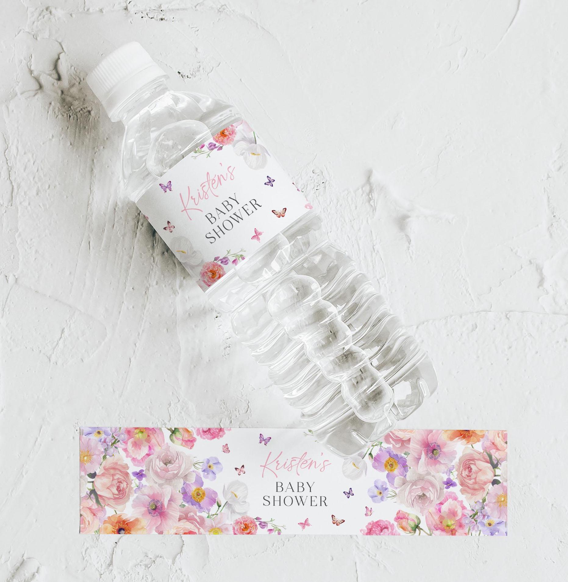 Water Bottle Label Template, Wildflower Baby Shower Bottle Label Floral Water Bottle Label, Baby In Bloom Baby Shower Water Bottle Label 11B