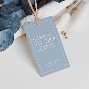 Dusty Blue Wedding Favor Tag Template, Soft Blue Thank You Tag, Printable, Editable, Minimalist, Modern Gift Tag, Instant Download, B2