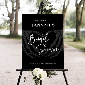 Gothic Bridal Shower Welcome Sign Template, Halloween Bridal Shower Sign, Dark Moody Welcome Sign, Skeleton Bridal Shower Poster, H6