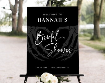 Gothic Bridal Shower Welcome Sign Template, Halloween Bridal Shower Sign, Dark Moody Welcome Sign, Skeleton Bridal Shower Poster, H6