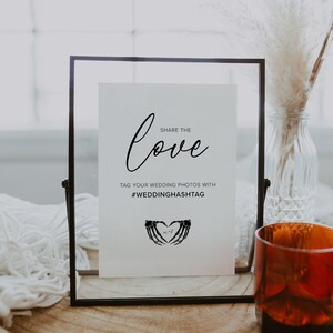 Gothic Wedding Hashtag Sign Template, Halloween Share the Love Sign, Modern Hashtag Sign, Moody Instagram Sign, Instant Download, B1