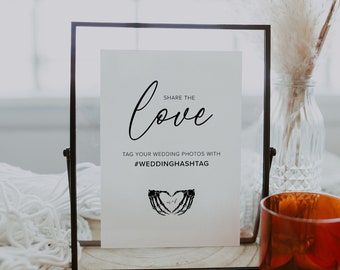 Gothic Wedding Hashtag Sign Template, Halloween Share the Love Sign, Modern Hashtag Sign, Moody Instagram Sign, Instant Download, B1