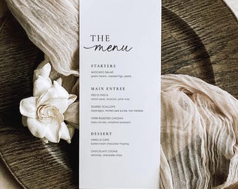 Wedding Menu Template, Minimalist Wedding Menu Simple Menu Card Minimal Wedding Dinner Menu Card Editable Menu Card Modern Wedding Menu, M14