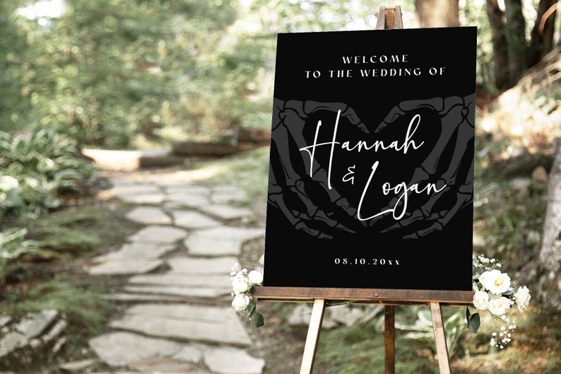 Gothic Wedding Welcome Sign Template, Halloween Wedding Welcome Sign, Spooky Wedding Welcome Sign, Dark and Moody Wedding Welcome Sign, H6 image 4