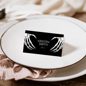 Halloween Gothic Hochzeit Tischkarten Vorlage, Dark Moody Hochzeit, moderne Tischnummernkarte, druckbar, bearbeitbar, Instant Download, B1