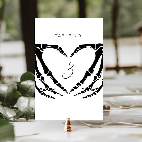 Halloween Gothic Wedding Table Numbers Template, Dark Moody Table Numbers, Modern Wedding, Printable, Editable, Instant Download, B1