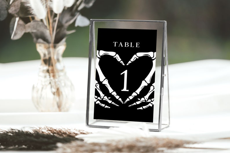 Gothic Wedding Table Numbers Template, Halloween Table Numbers