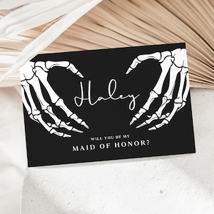 Gothic Bridesmaid Proposal Card Template, Halloween Maid Of Honor Proposal, Dark Will You Be My Bridesmaid, Moody Bridesmaid Proposal, H3