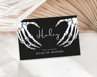 Gothic Bridesmaid Proposal Card Template, Halloween Maid Of Honor Proposal, Dark Will You Be My Bridesmaid, Moody Bridesmaid Proposal, H3