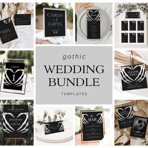 Gothic Wedding Bundle Templates, Halloween Wedding Invitation, Dark Moody Wedding, Gothic Wedding Invitation, Halloween Wedding Invite, H3
