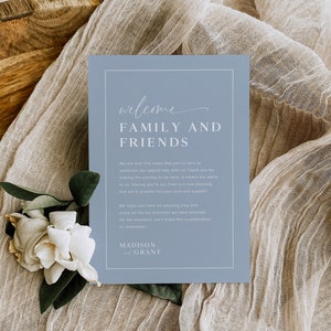 Wedding Weekend Events Timeline Template, Minimalist Wedding Order of Events, Wedding Welcome Bag Note Editable, Modern Welcome Letter, B2 image 5