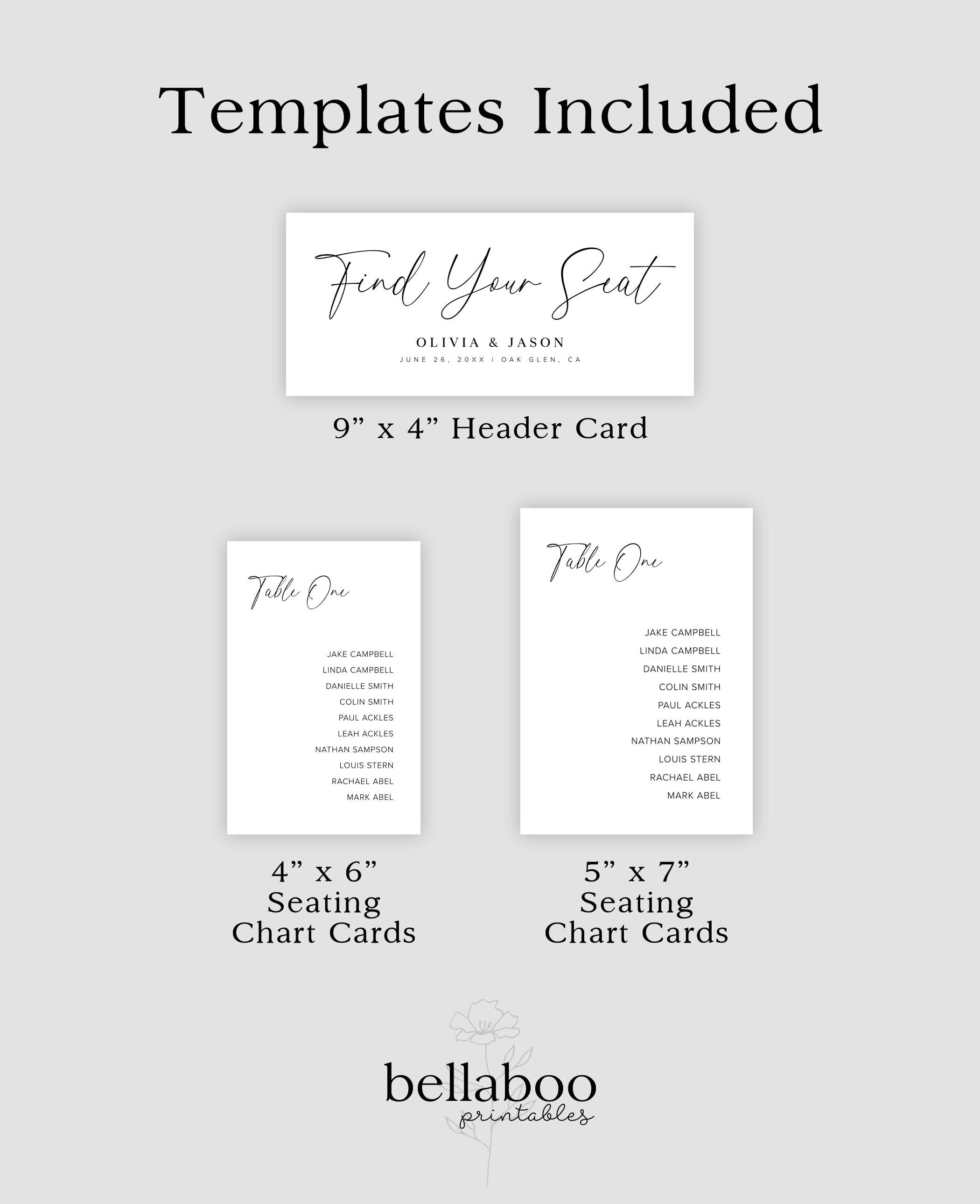 Modern Wedding Seating Chart Cards, Minimalist Wedding Seating Chart
