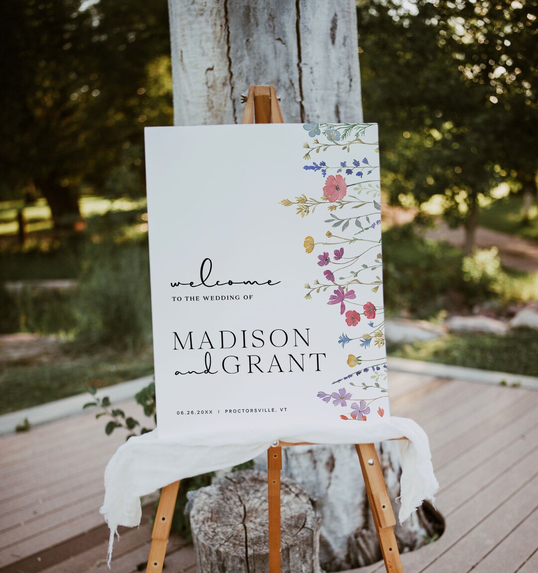 Wildflower Wedding Welcome Sign Template, Boho Wedding Welcome