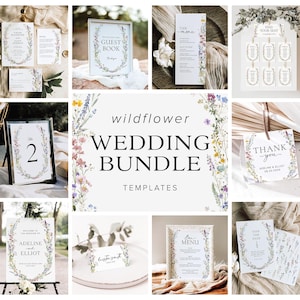 Wildflower Wedding Bundle Template Wildflower Wedding Invitation Wildflower Wedding Signs Floral Wedding Invitation Large Wedding Bundle S9