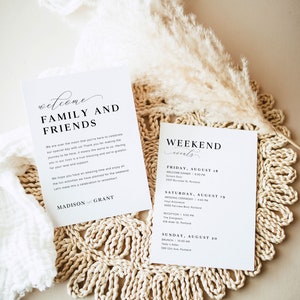 Wedding Weekend Events Timeline Template, Minimalist Wedding Order of Events, Wedding Welcome Bag Note Editable, Modern Welcome Letter, M3 image 9